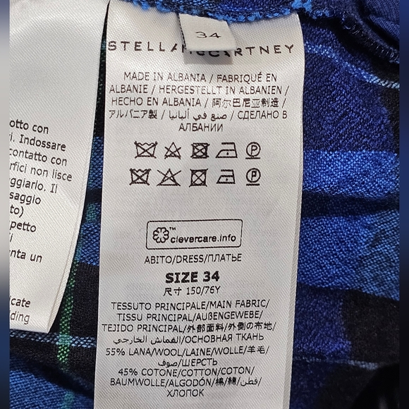 Stella McCartney Plaid Cotton Blend Shirtdress In Blue Size 34 NWT MSRP $1550 - Picture 8 of 10